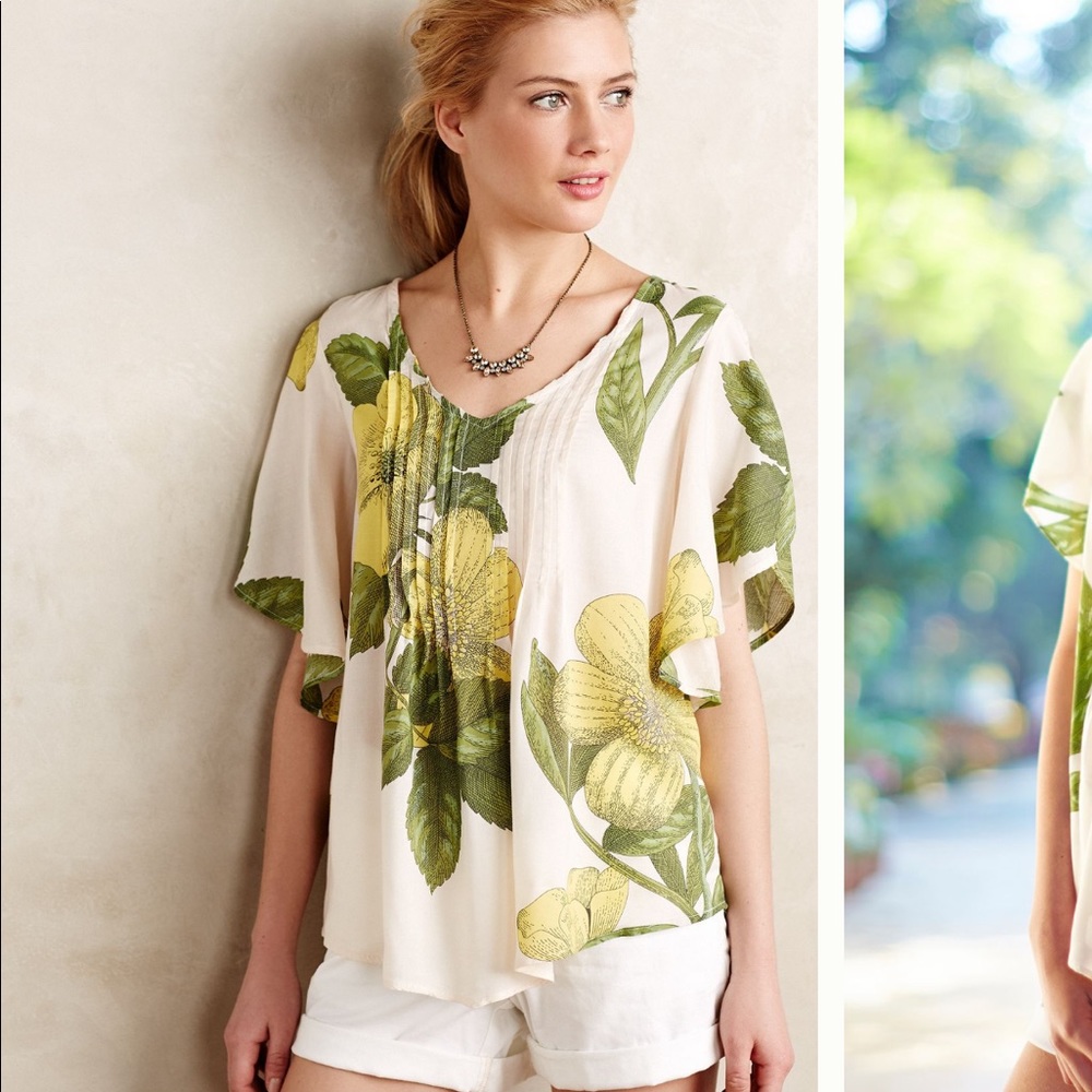 Anthropologie maeve flutter sleeve maya blouse